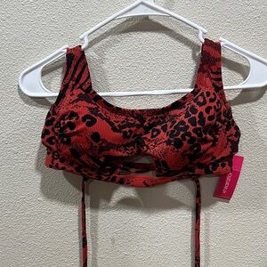 Xhilaration Animal Print Cutout Ribbed Bikini Top